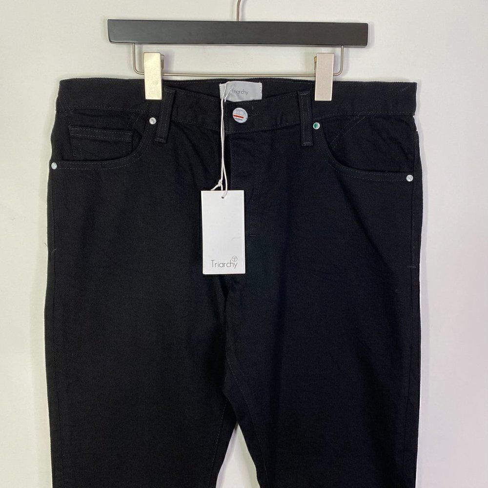 NEW Triarchy Slim Straight Black Button Fly Jeans - Picture 3 of 8